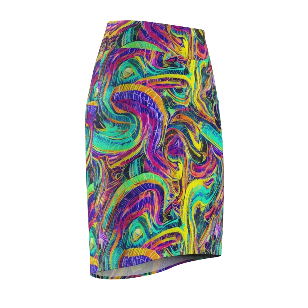 Fevered Spectrum on Pencil Skirt — Front Side