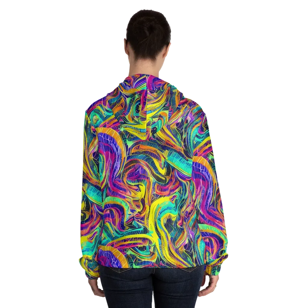 Fevered Spectrum on Women's Full-Zip Hoodie — Back On Person