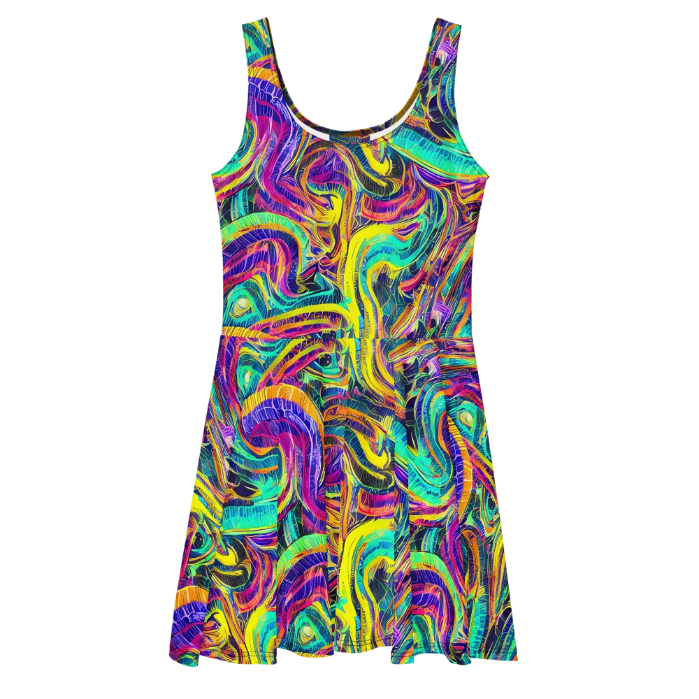 Fevered Spectrum on Skater Dress — Front