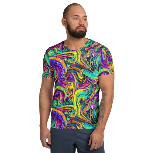 Fevered Spectrum on a Men's Athletic T-Shirt