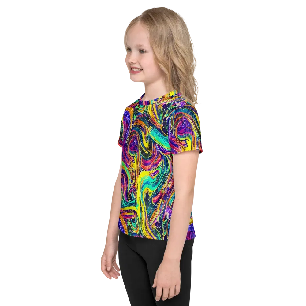 Fevered Spectrum on Kids Crew Neck T-Shirt — Left