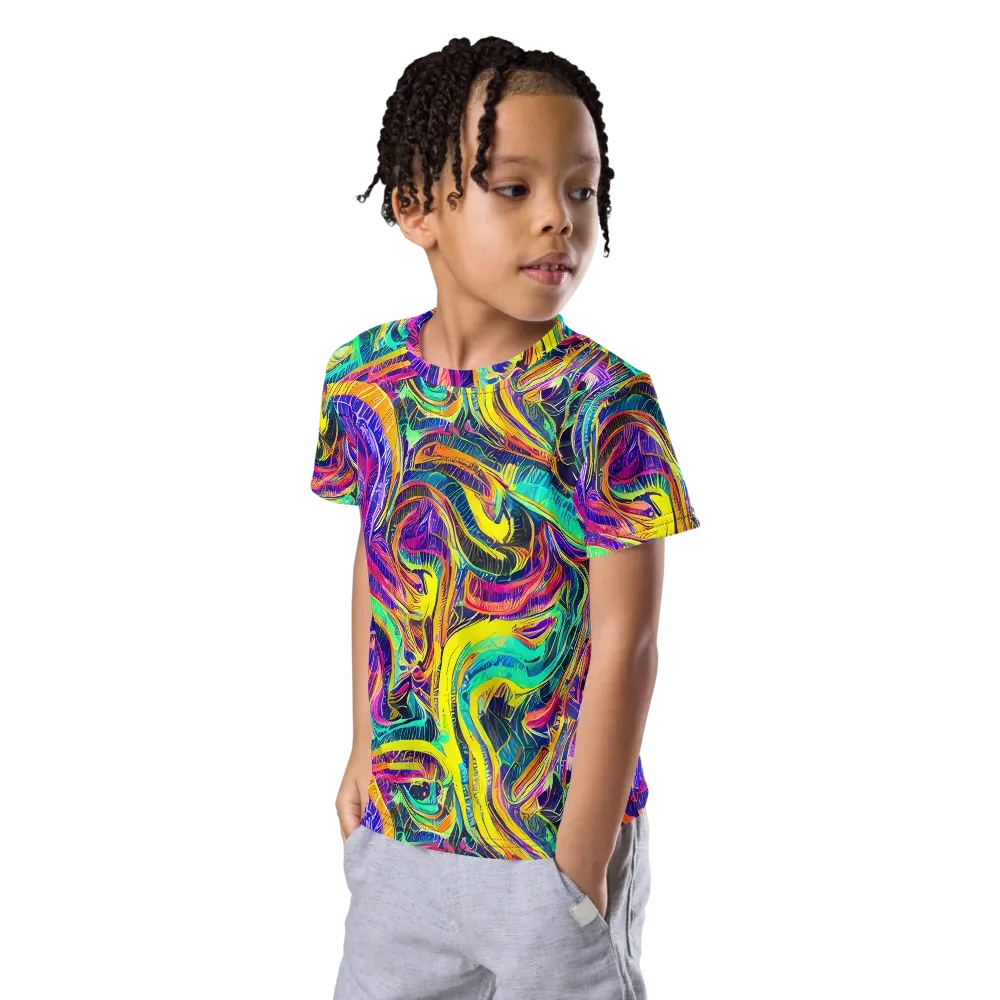 Fevered Spectrum on Kids Crew Neck T-Shirt — Left Front