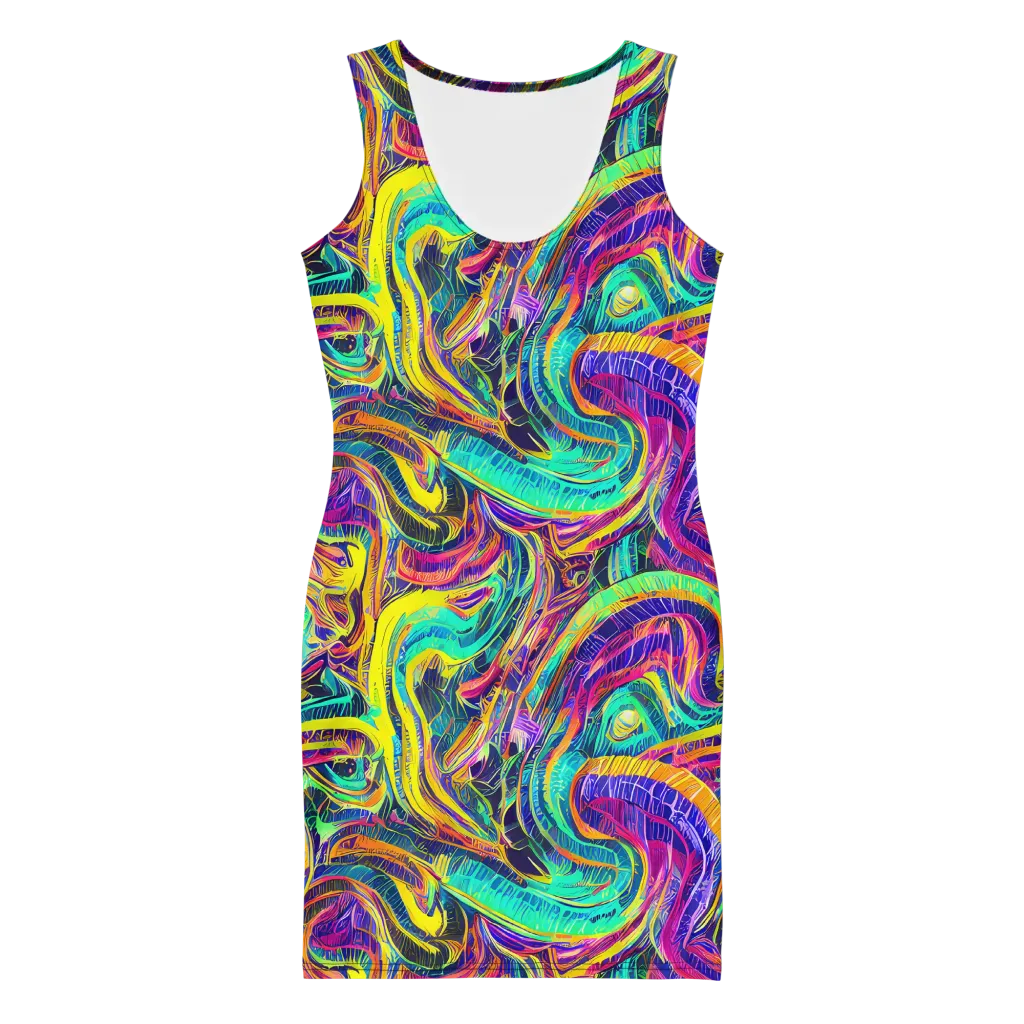 Fevered Spectrum on Bodycon Dress — Front