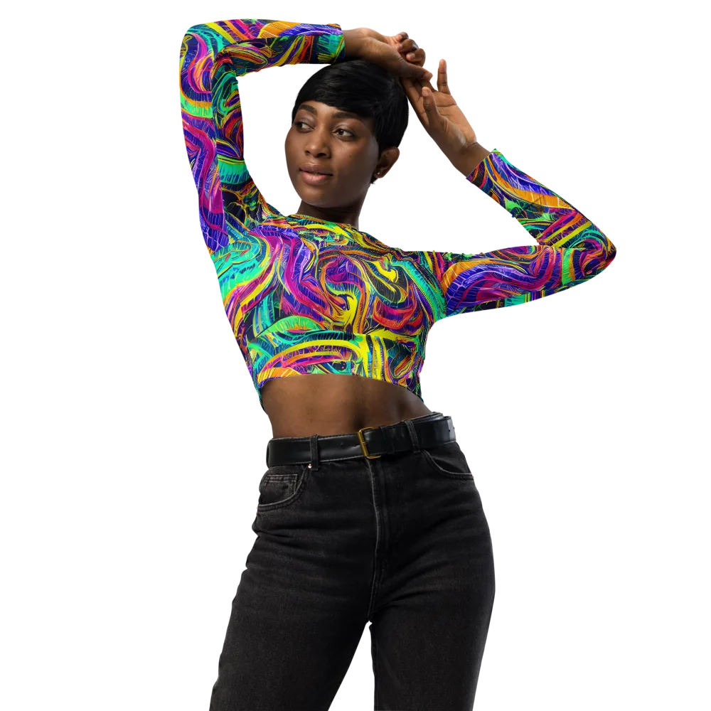 Fevered Spectrum on Long Sleeve Crop Top — Front
