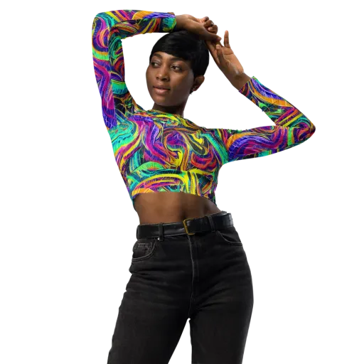 Fevered Spectrum on a Long Sleeve Crop Top