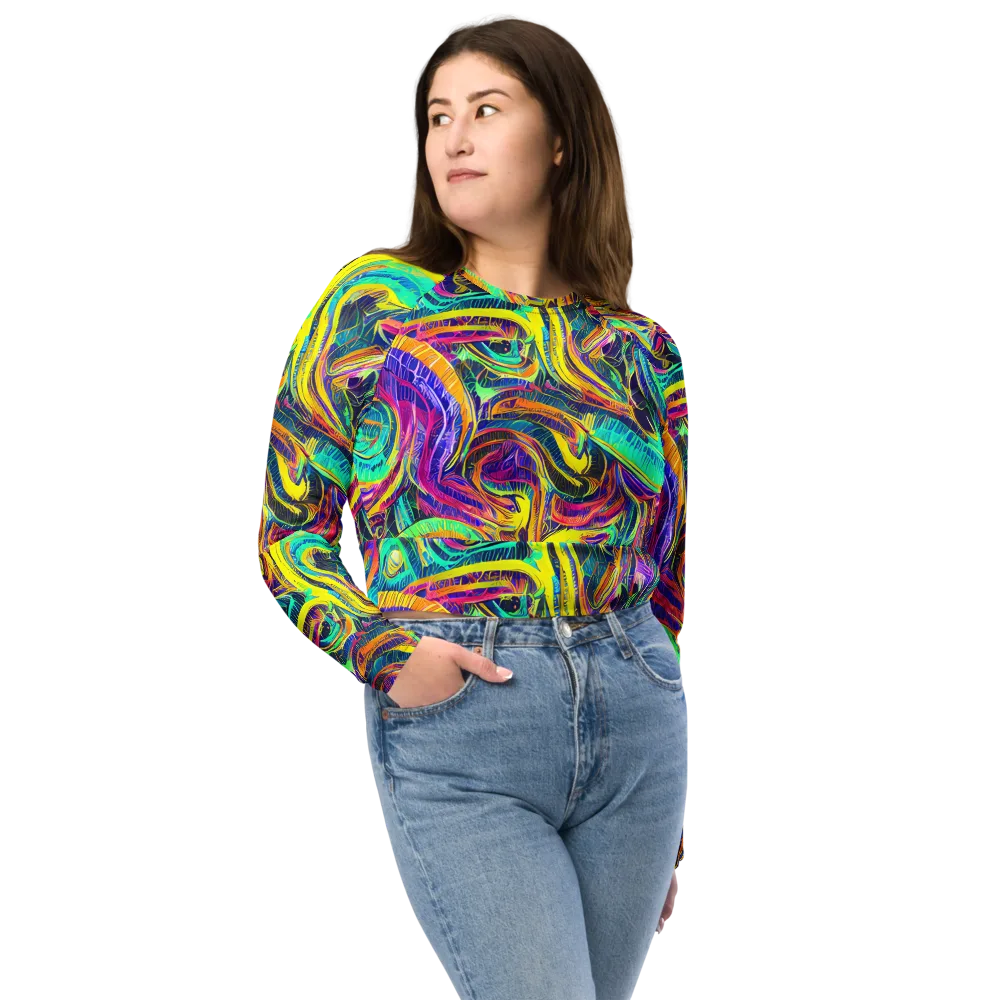 Fevered Spectrum on Long Sleeve Crop Top — Front