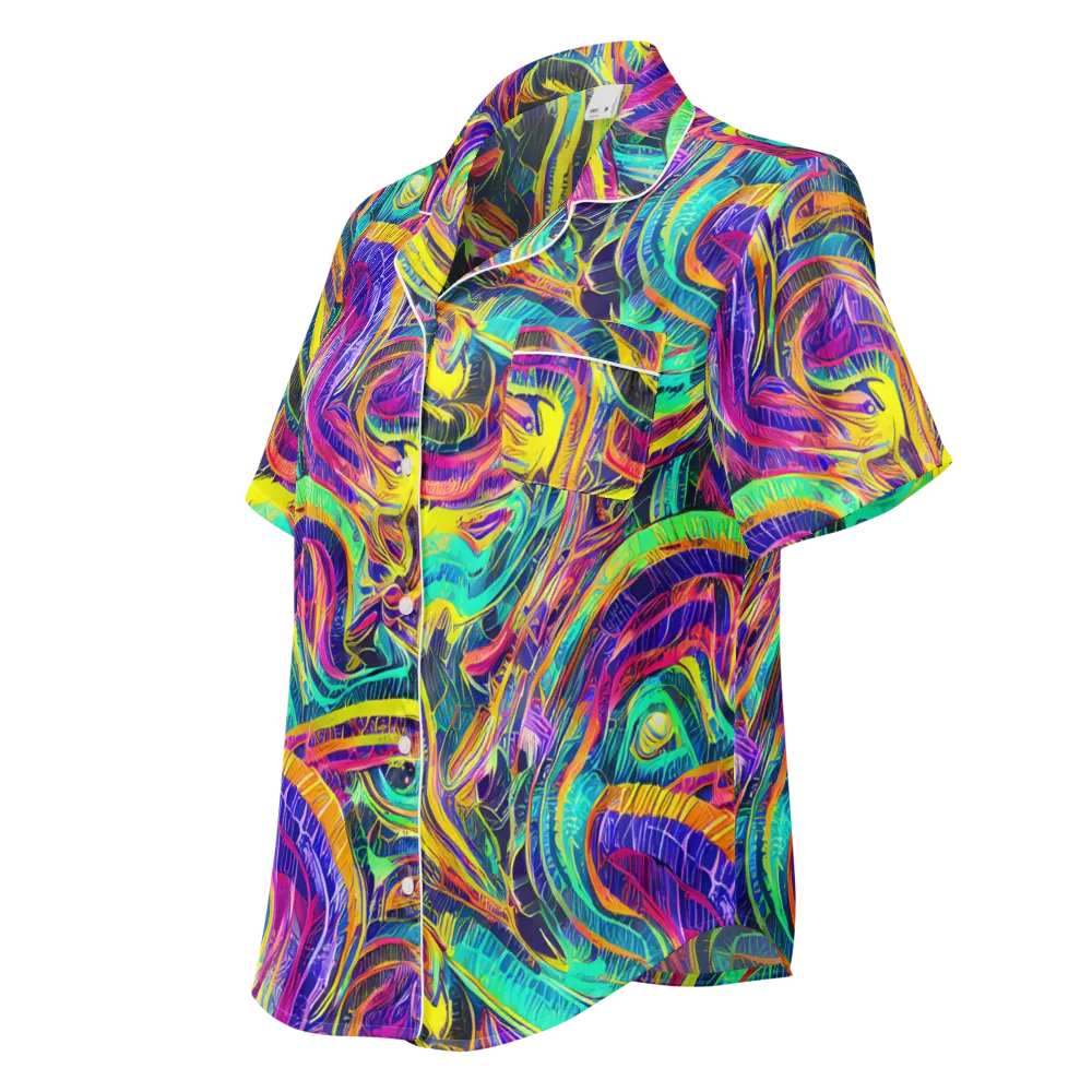 Fevered Spectrum on Women's Short Sleeve Pajama Top — Left Front