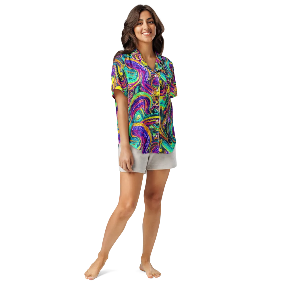 Fevered Spectrum on Women's Short Sleeve Pajama Top — Front