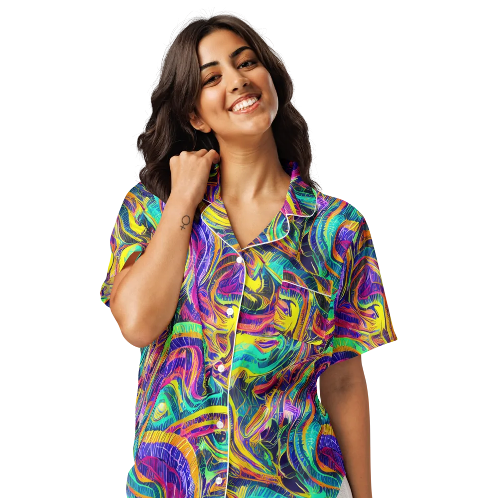 Fevered Spectrum on Women's Short Sleeve Pajama Top — Front