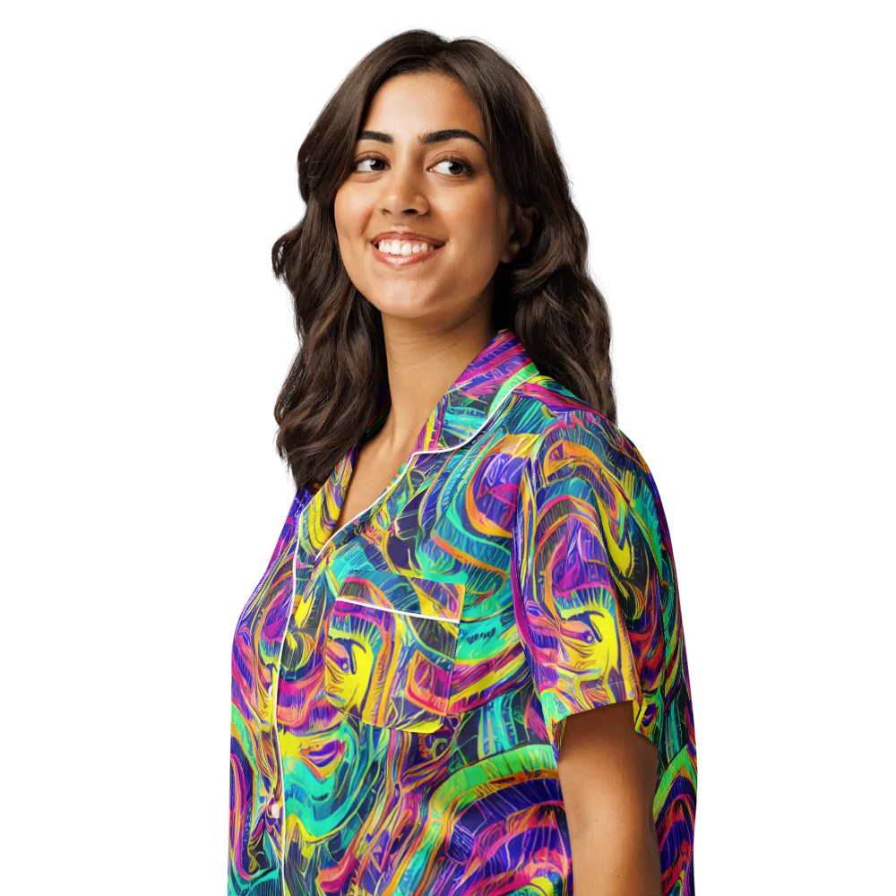 Fevered Spectrum on Women's Short Sleeve Pajama Top — Left Front