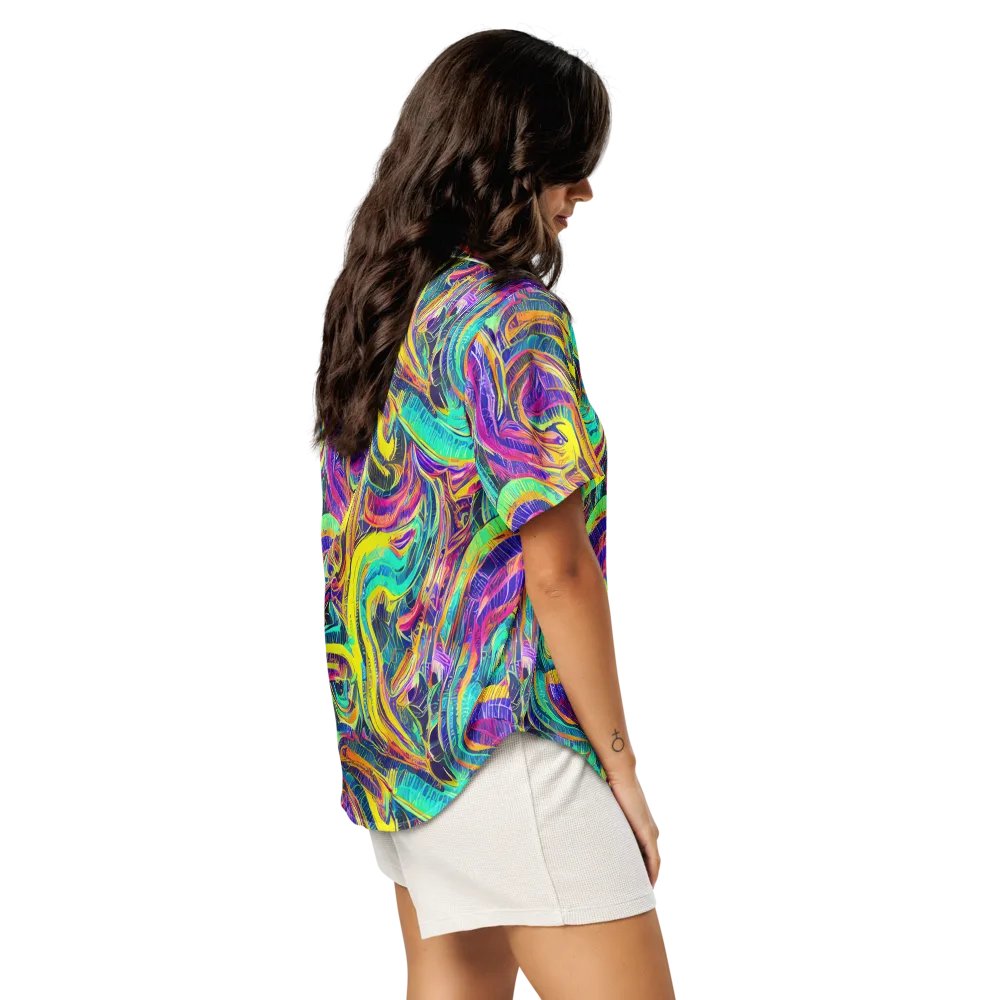 Fevered Spectrum on Women's Short Sleeve Pajama Top — Right Back