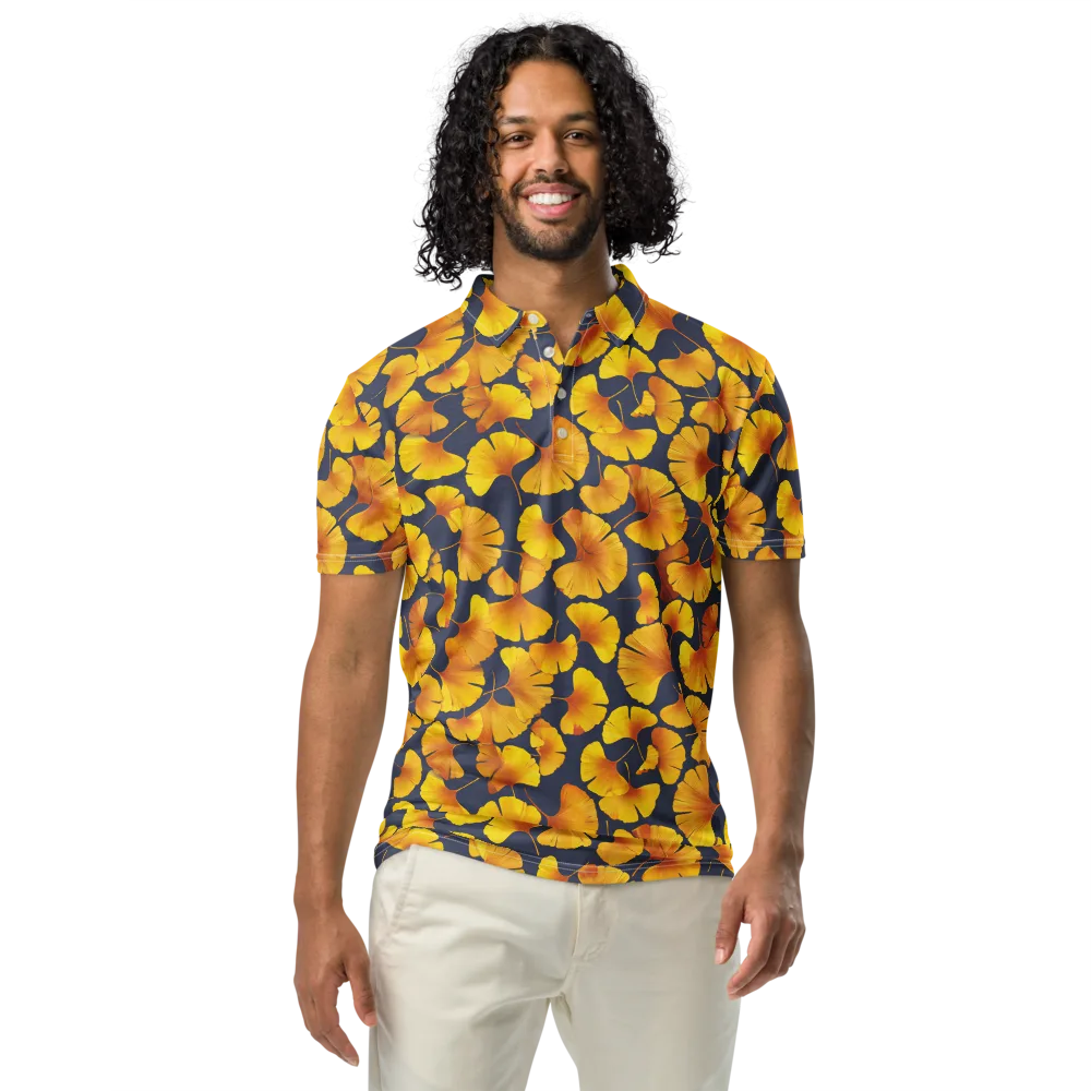 Ginkgo Afterglow on Men's Slim Fit Polo Shirt — Front