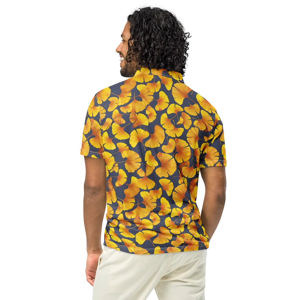 Ginkgo Afterglow on Men's Slim Fit Polo Shirt — Back