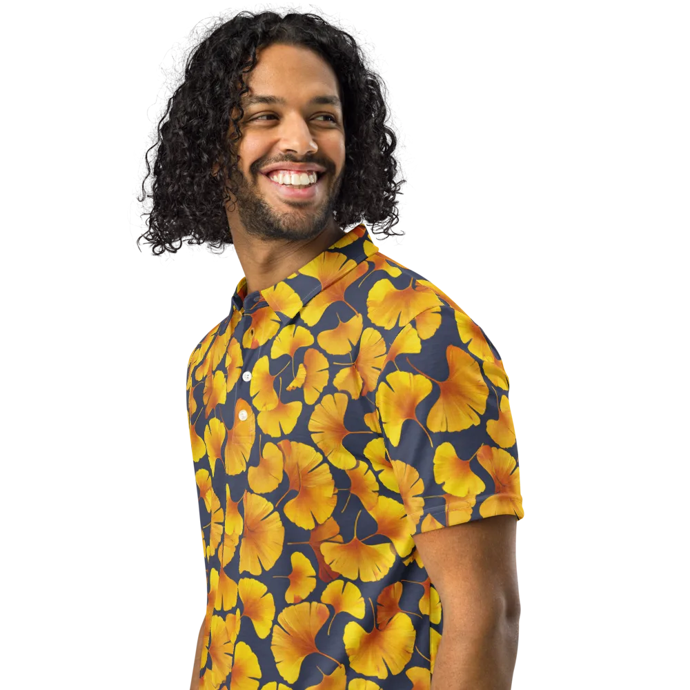 Ginkgo Afterglow on Men's Slim Fit Polo Shirt — Left Front