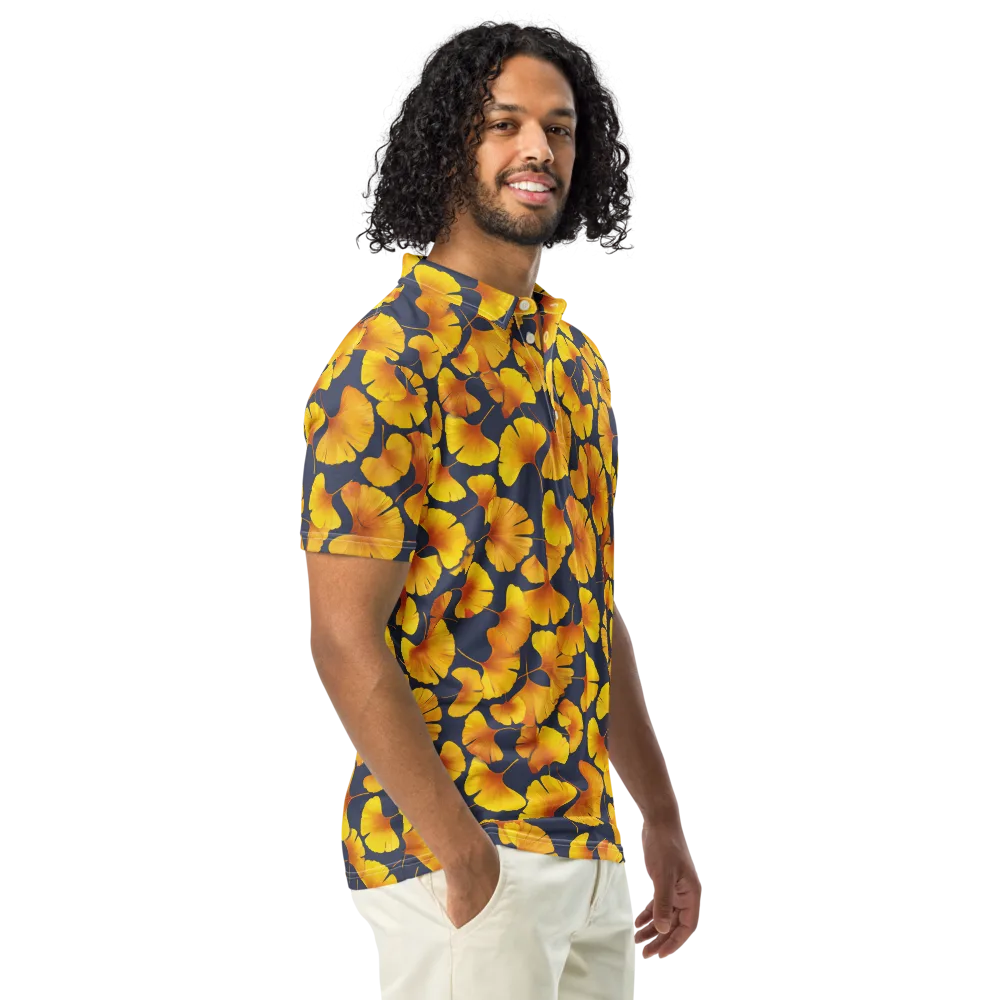 Ginkgo Afterglow on Men's Slim Fit Polo Shirt — Right Front