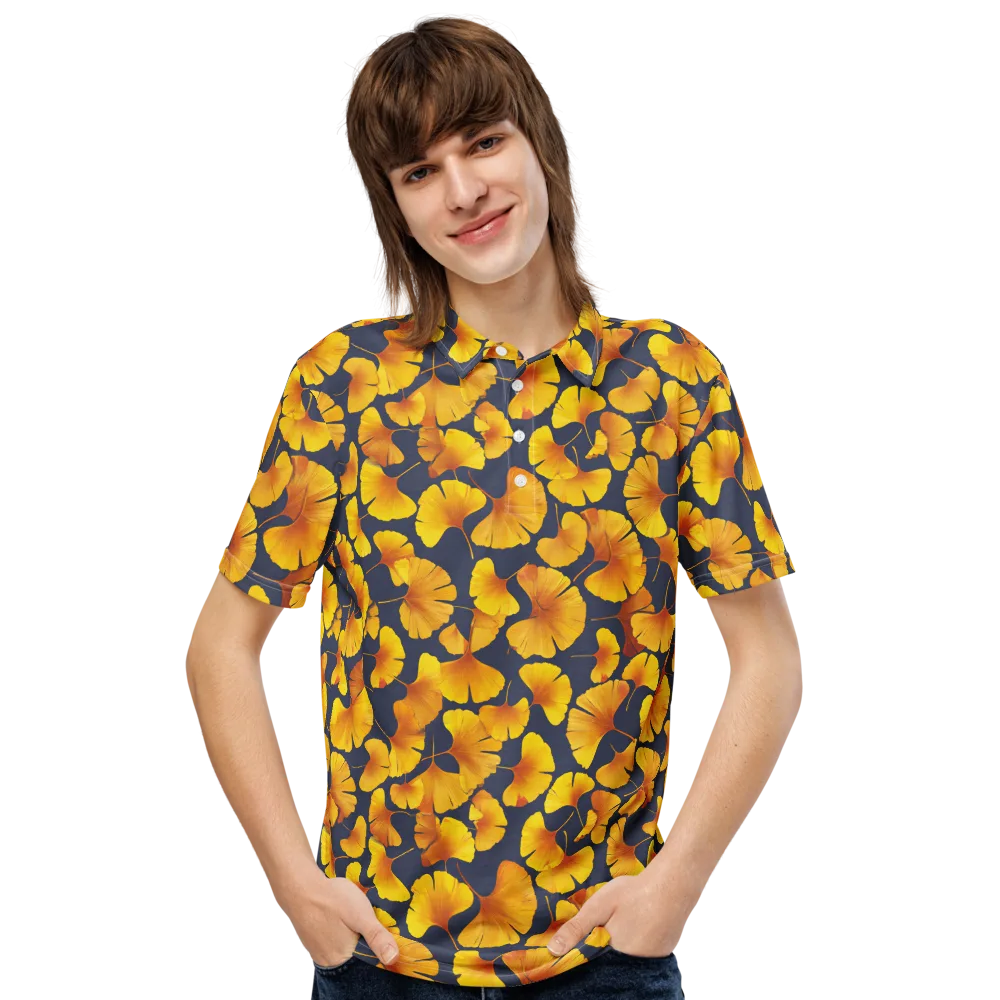 Ginkgo Afterglow on Men's Slim Fit Polo Shirt — Front