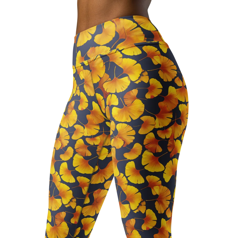 Ginkgo Afterglow on Yoga Leggings — Left Front