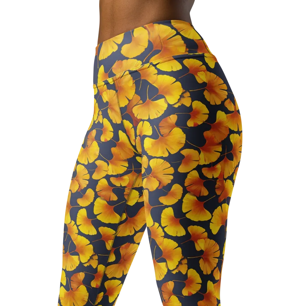 Ginkgo Afterglow on Yoga Leggings — Left Front