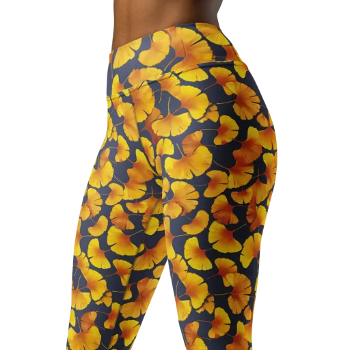 Ginkgo Afterglow on a Yoga Leggings