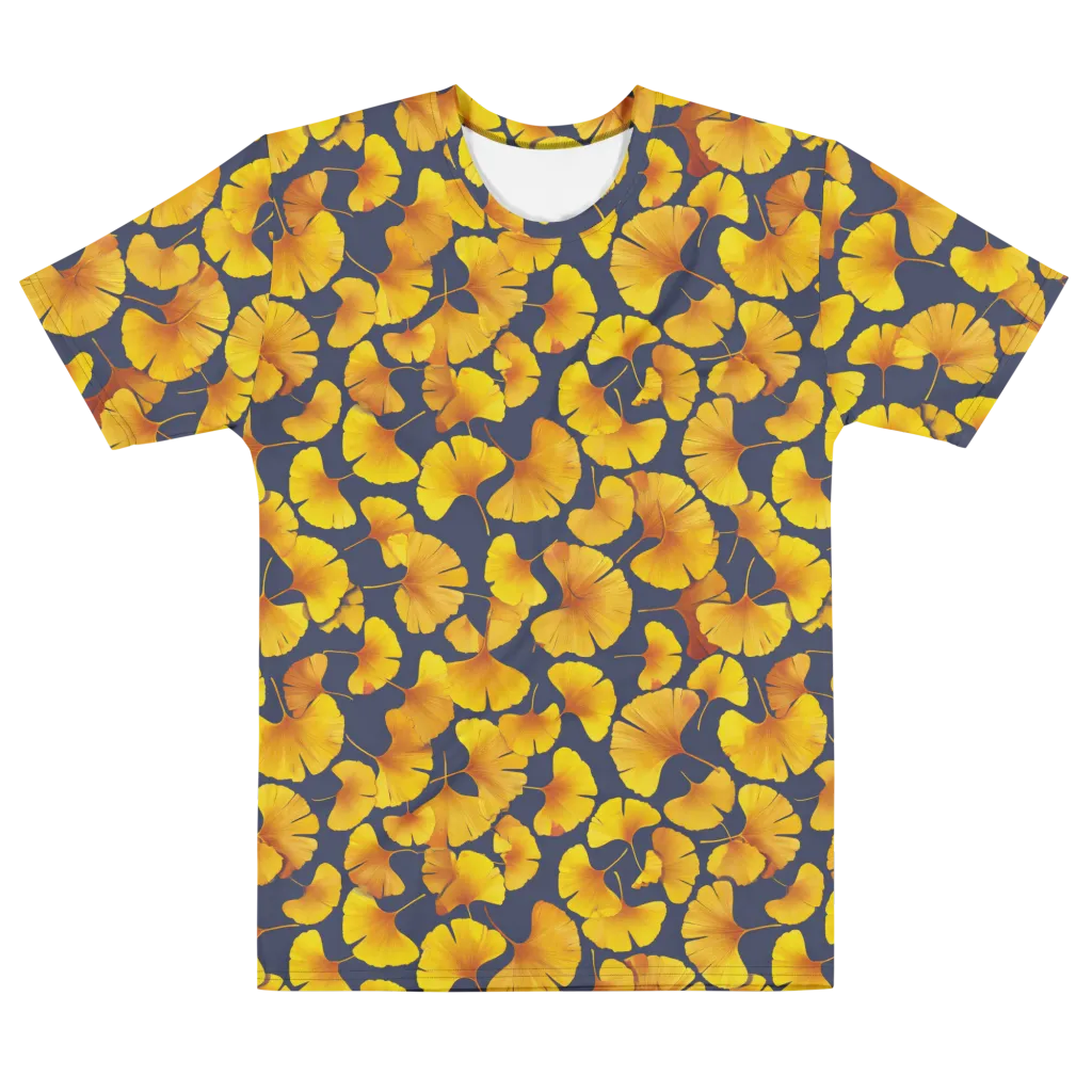 Ginkgo Afterglow on Men's Cotton Crew Neck T-Shirt — Front