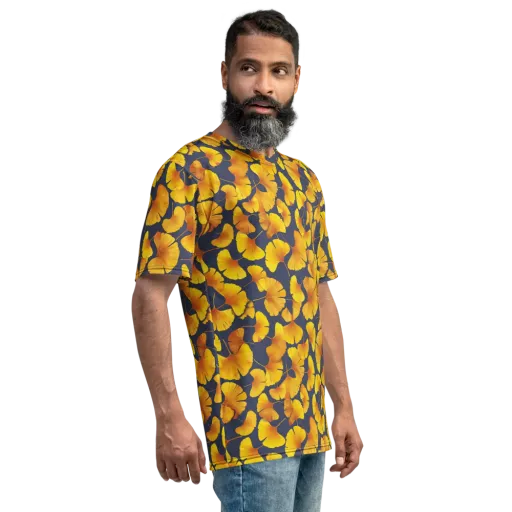 Ginkgo Afterglow on a Men's Crew Neck T-Shirt