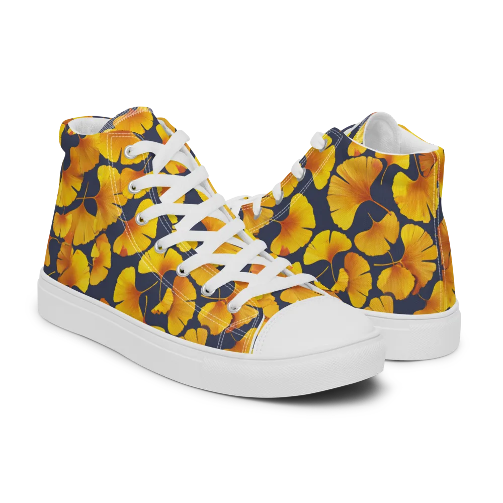Ginkgo Afterglow on Men's High Top Canvas Shoes — Right