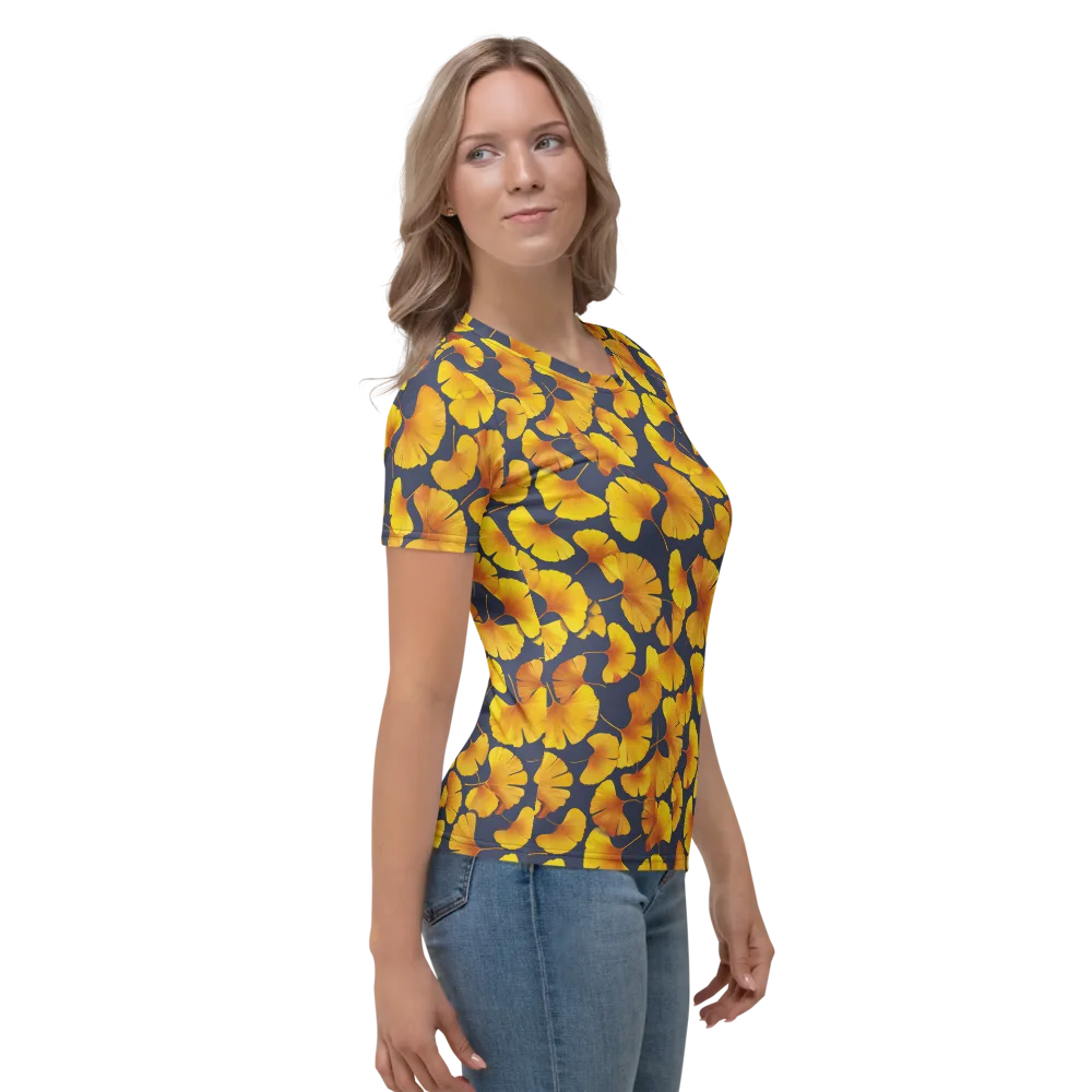 Ginkgo Afterglow on Women's Crew Neck T-Shirt — Right
