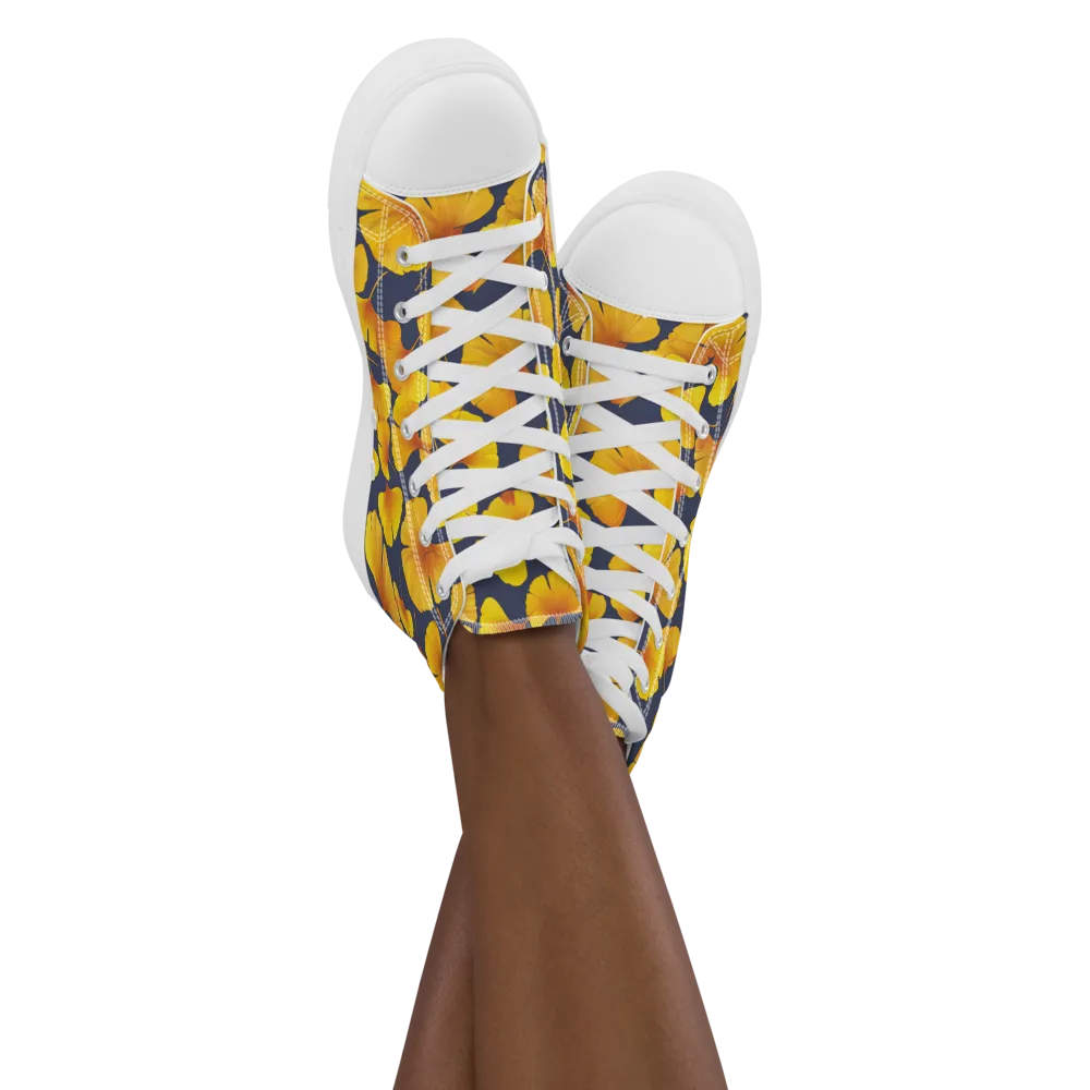 Ginkgo Afterglow on Women's High Top Canvas Shoes — Front