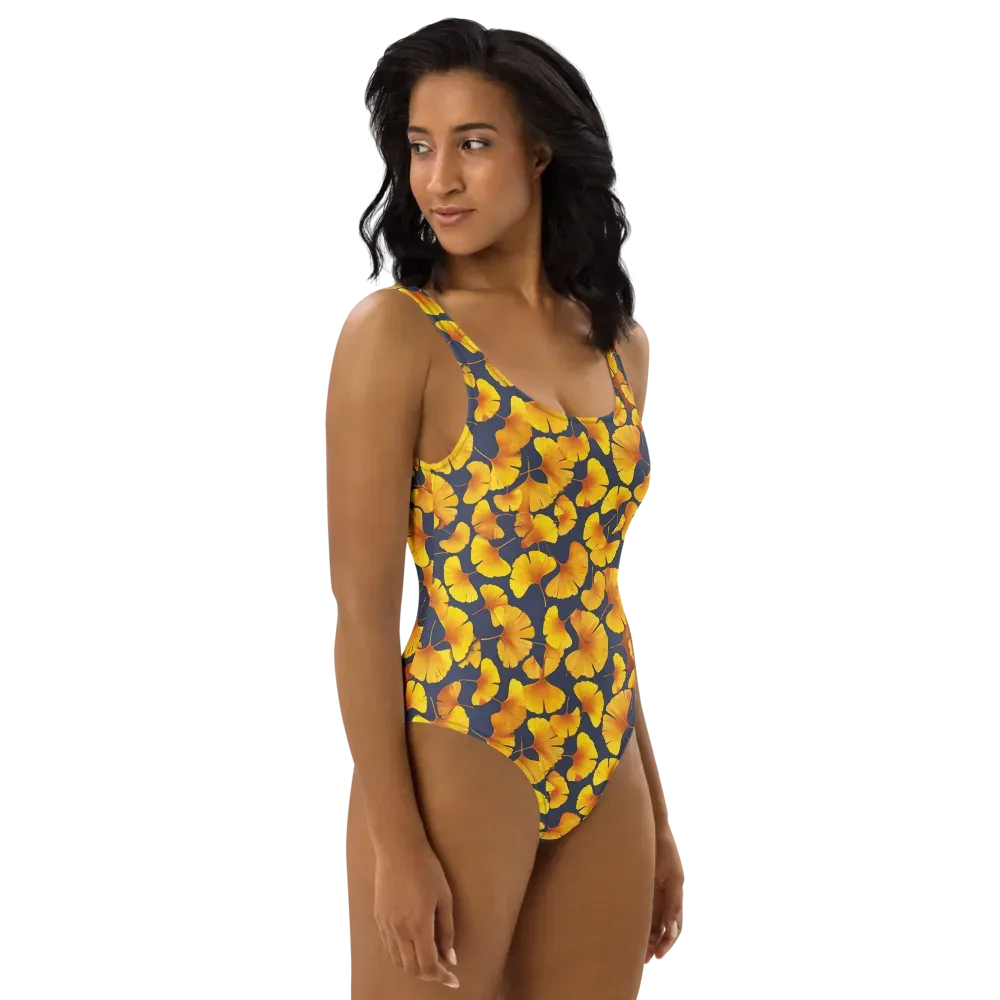 Ginkgo Afterglow on One-Piece Swimsuit — Right