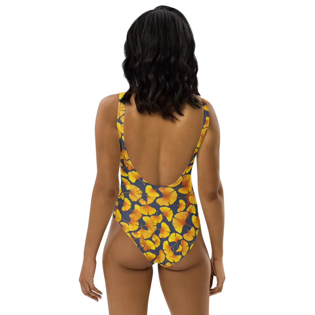 Ginkgo Afterglow on One-Piece Swimsuit — Back