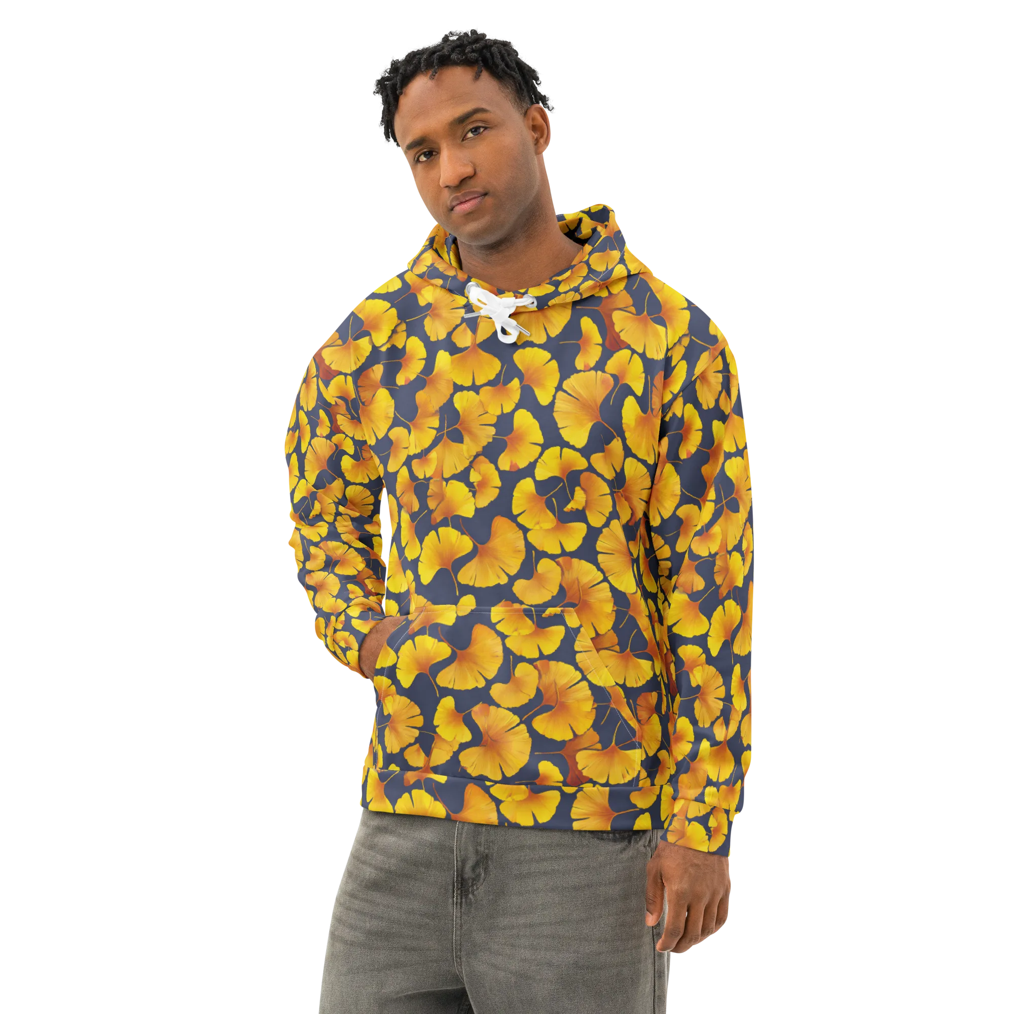 Ginkgo Afterglow on Cotton Hoodie — Left Front