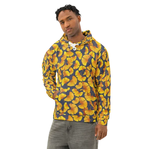 Ginkgo Afterglow on a Cotton Hoodie