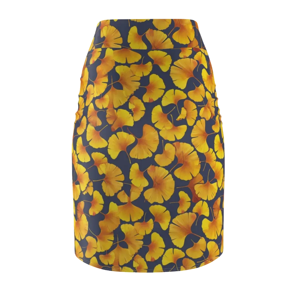 Ginkgo Afterglow on Pencil Skirt — Back