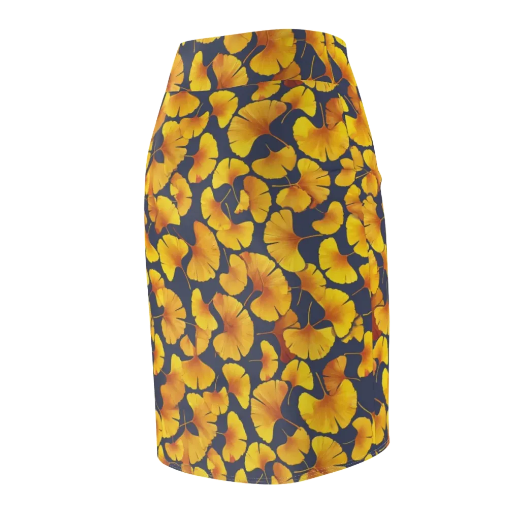 Ginkgo Afterglow on Pencil Skirt — Back Side
