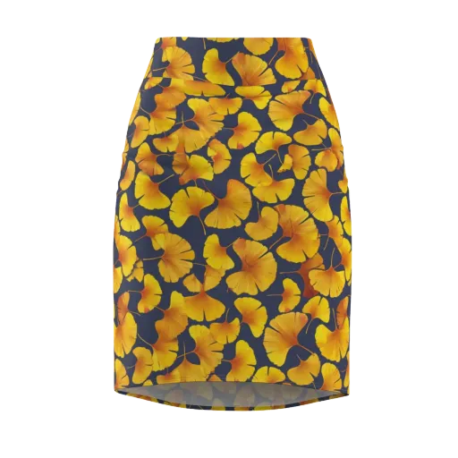 Ginkgo Afterglow on a Pencil Skirt