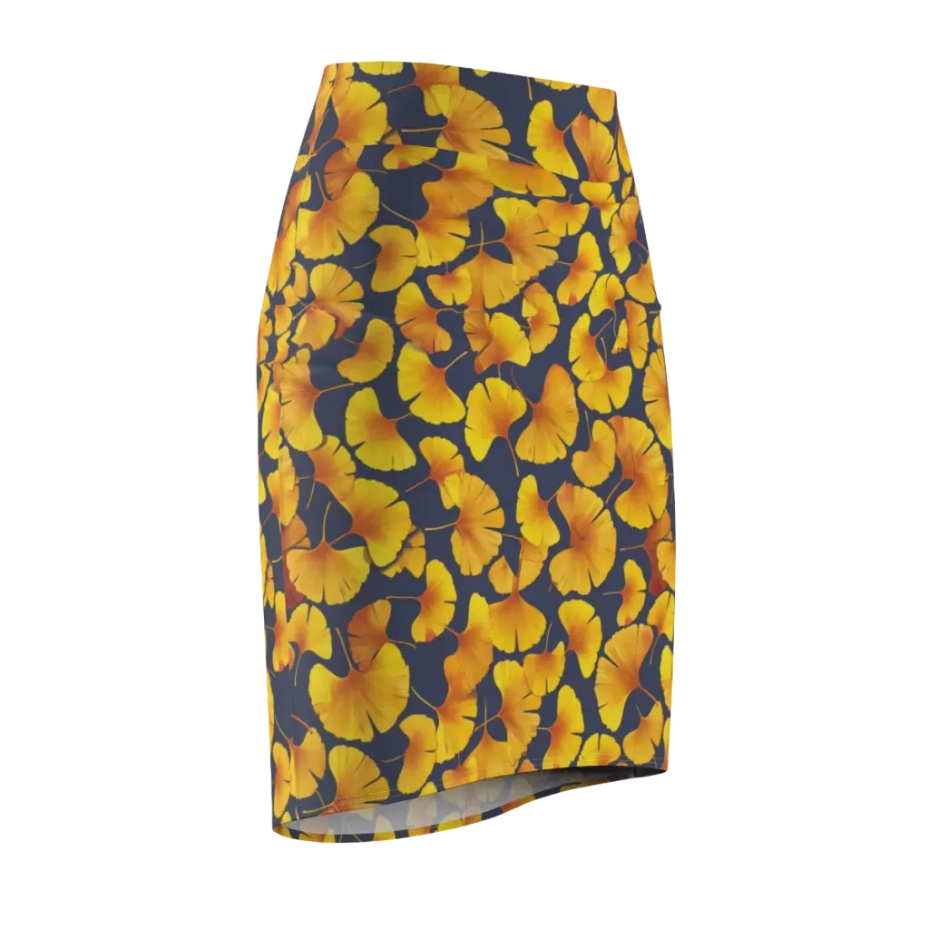 Ginkgo Afterglow on Pencil Skirt — Front Side