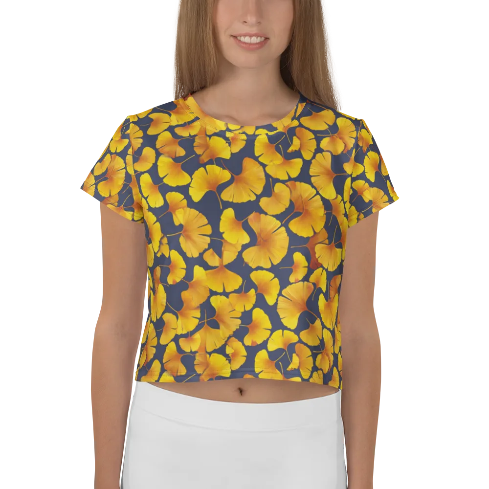 Ginkgo Afterglow on Crop Tee — Front