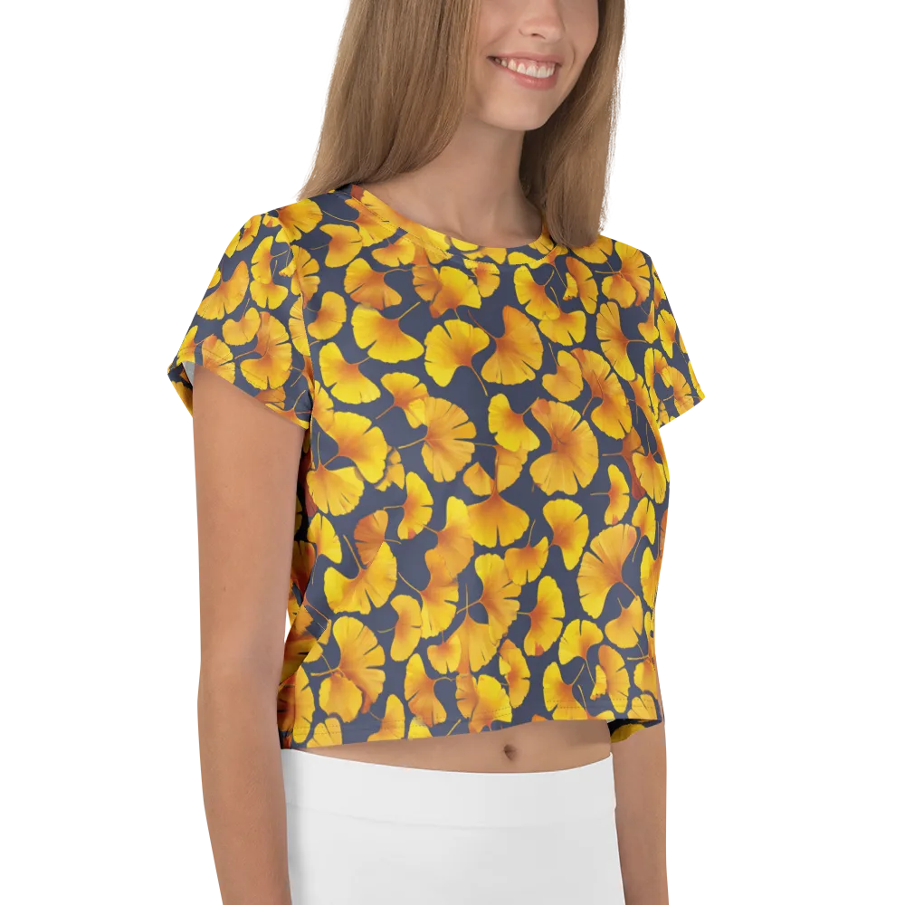 Ginkgo Afterglow on Crop Tee — Right
