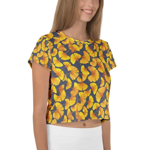 Ginkgo Afterglow on a Crop Tee