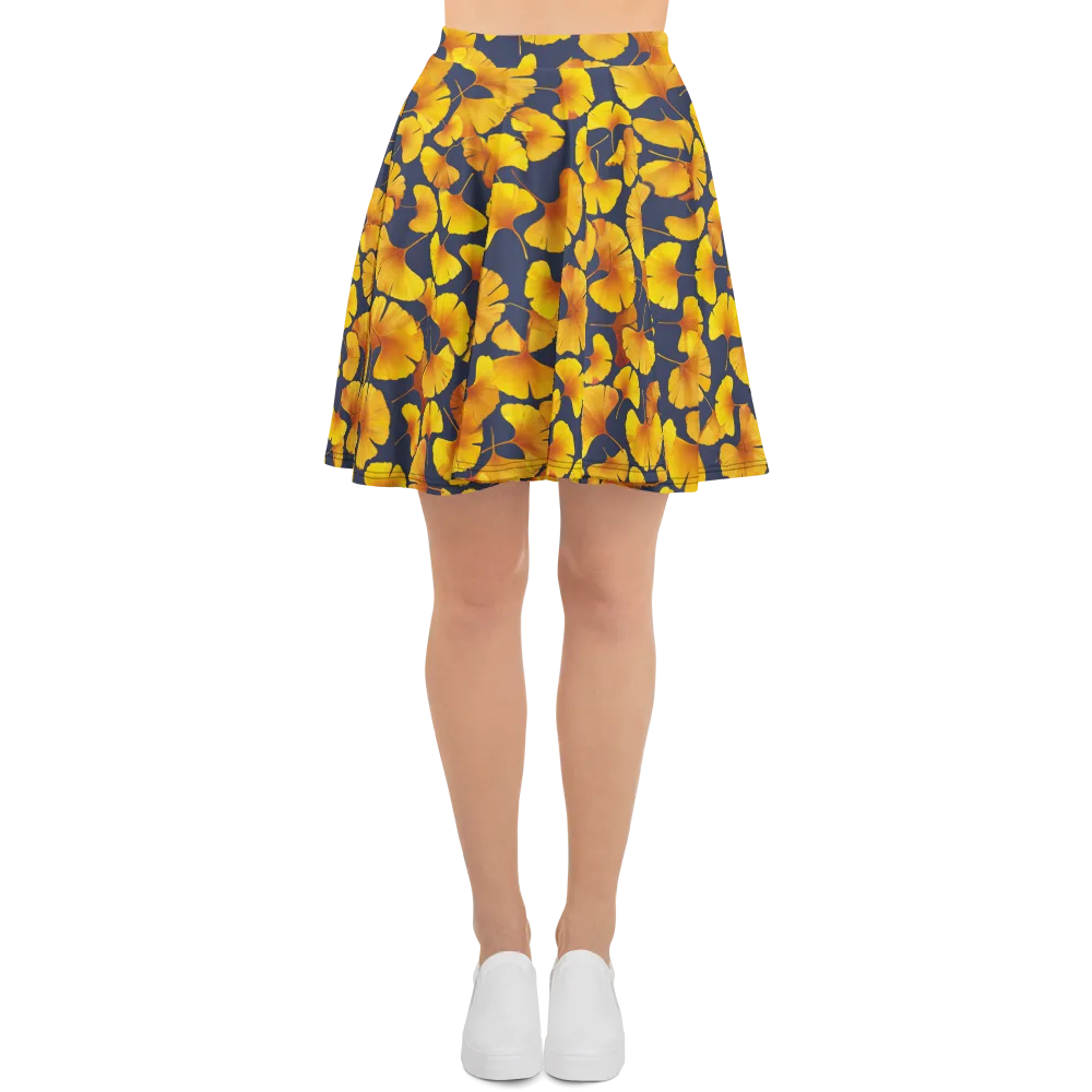 Ginkgo Afterglow on Skater Skirt — Front