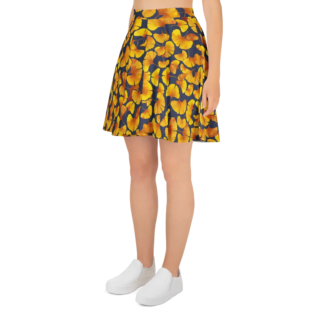 Ginkgo Afterglow on Skater Skirt — Left