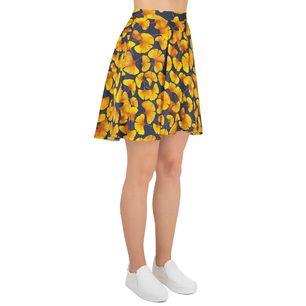 Ginkgo Afterglow on Skater Skirt — Right