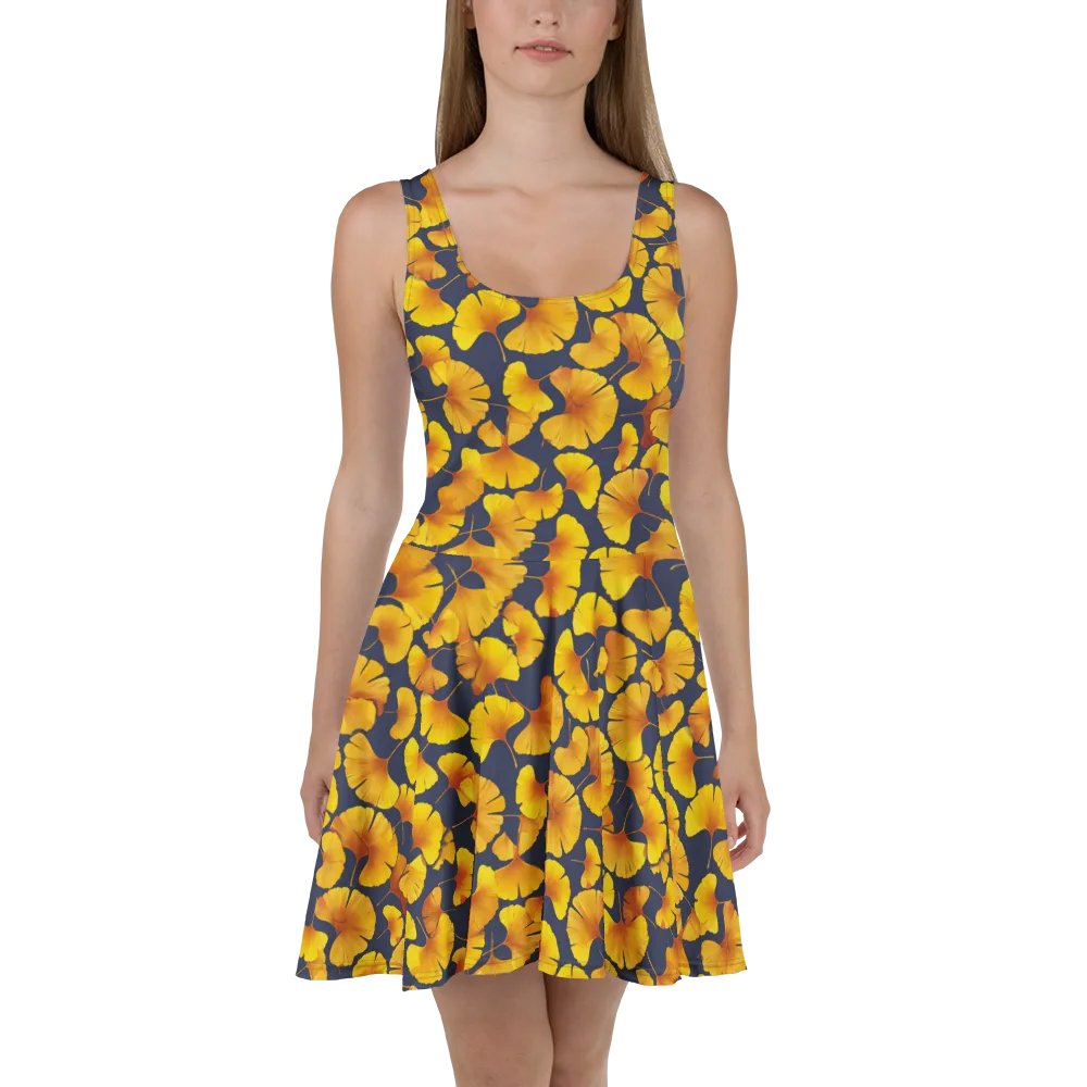 Ginkgo Afterglow on Skater Dress — Front