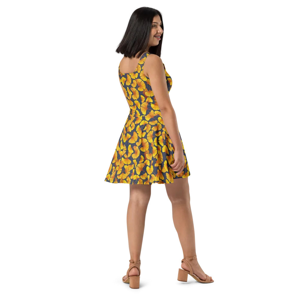 Ginkgo Afterglow on Skater Dress — Right