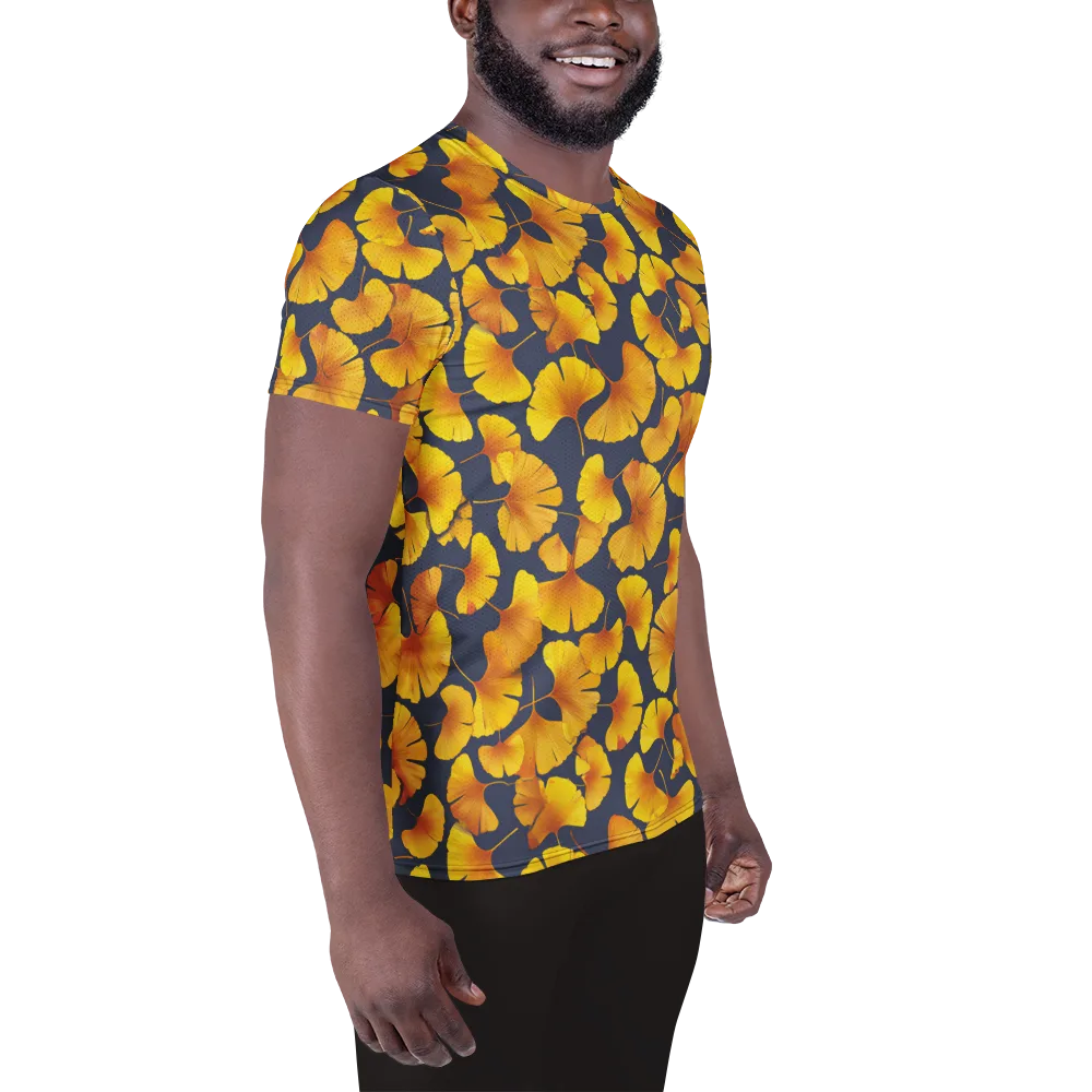 Ginkgo Afterglow on Men's Athletic T-Shirt — Right
