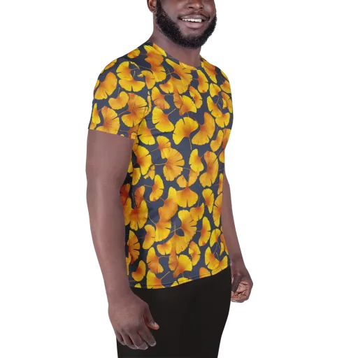 Ginkgo Afterglow on a Men's Athletic T-Shirt
