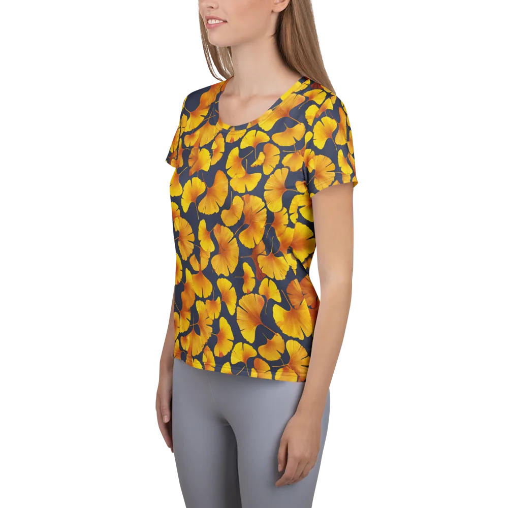 Ginkgo Afterglow on Women's Athletic T-Shirt — Left