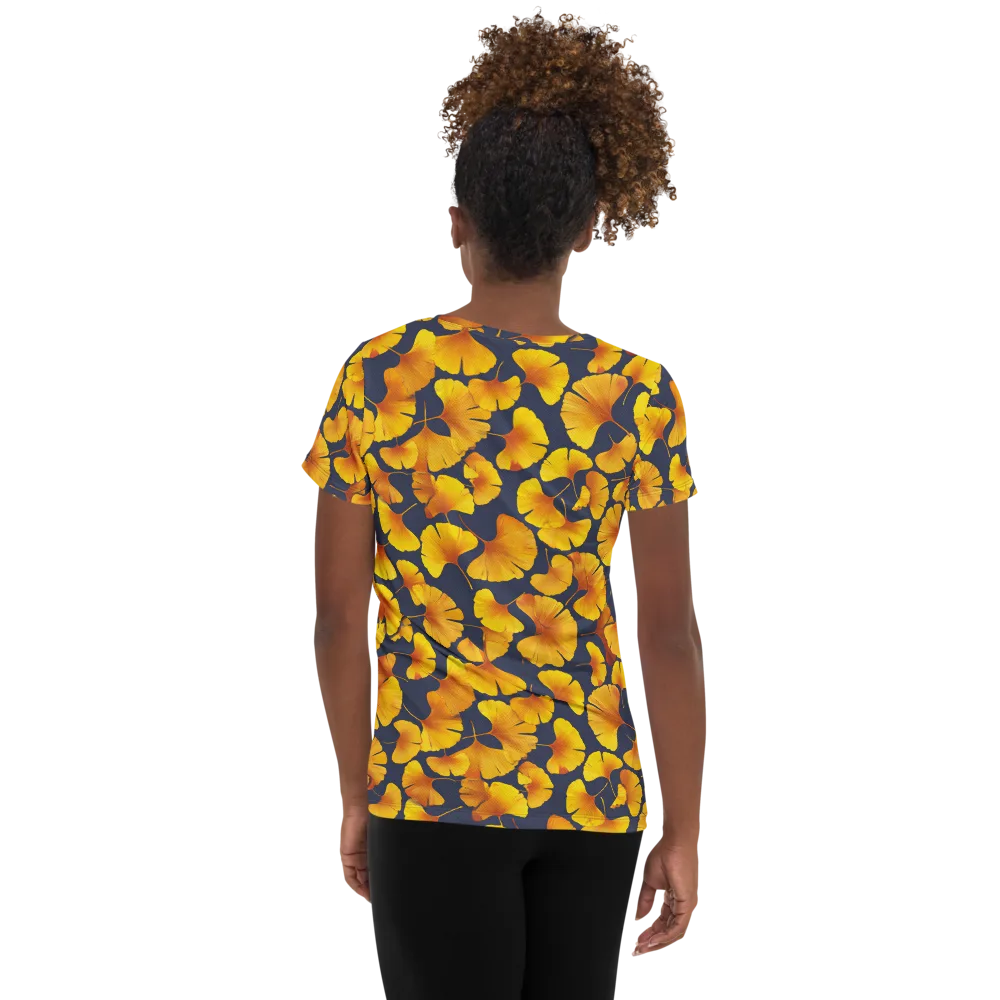 Ginkgo Afterglow on Women's Athletic T-Shirt — Back