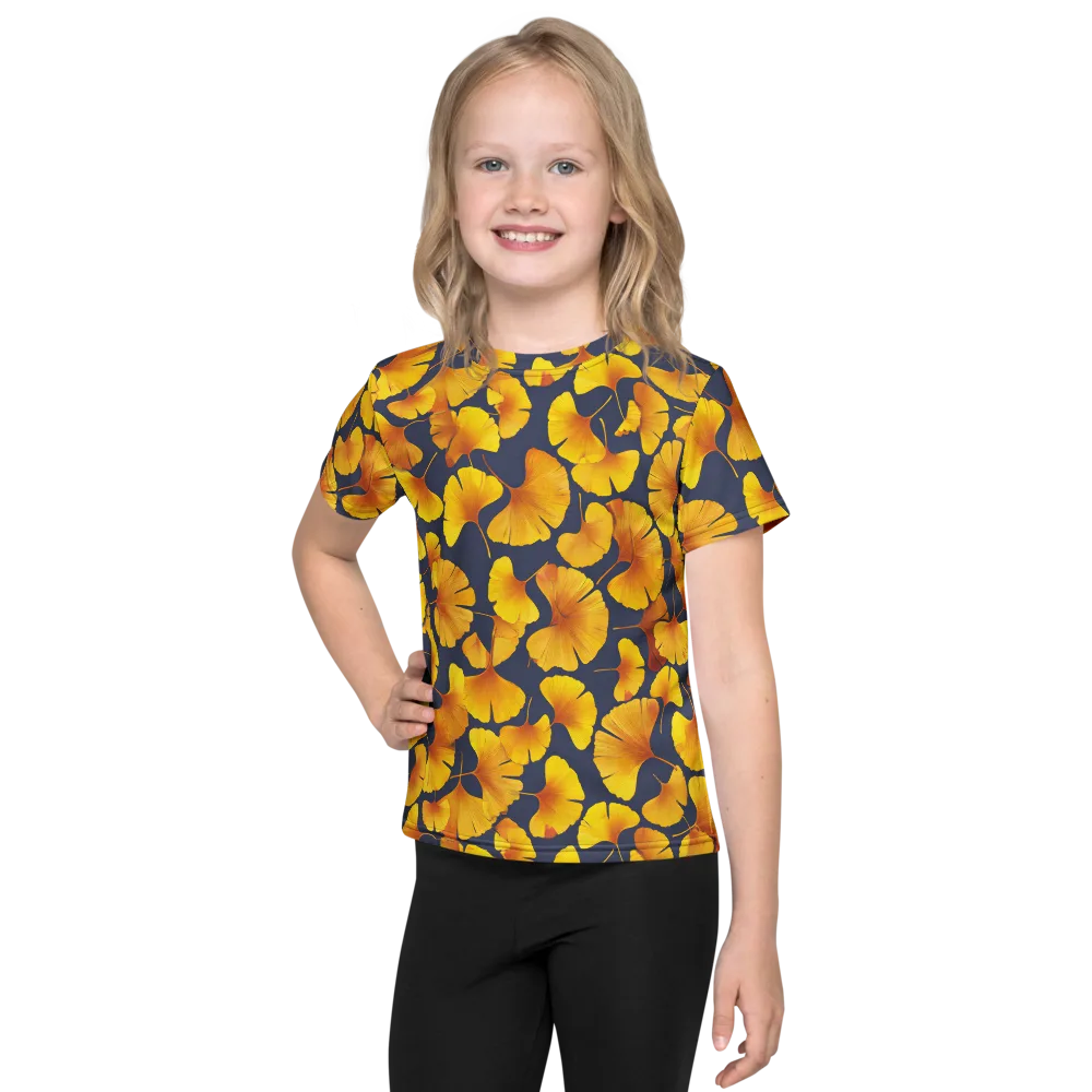 Ginkgo Afterglow on Kids Crew Neck T-Shirt — Front
