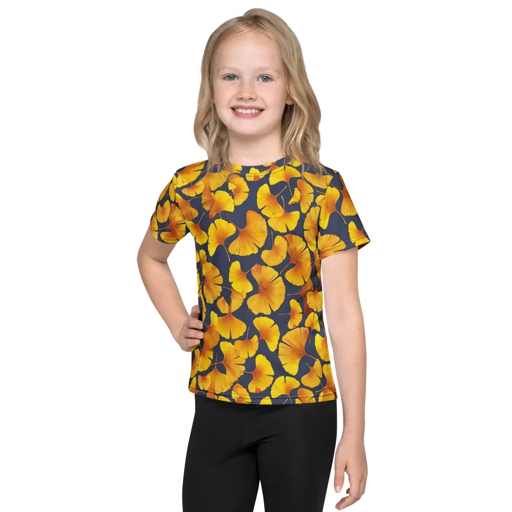 Ginkgo Afterglow on Kids Crew Neck T-Shirt — Front